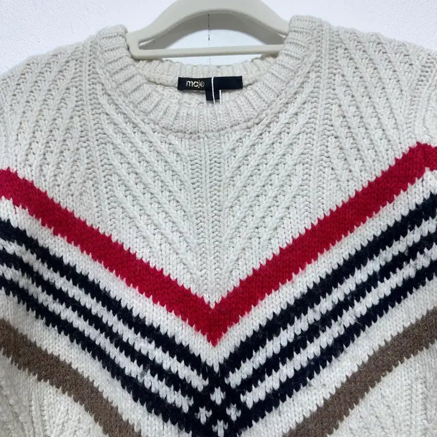 [BUNJANG] Maje Striped Point Knit / maje 마쥬 스트라이프 포인트 니트