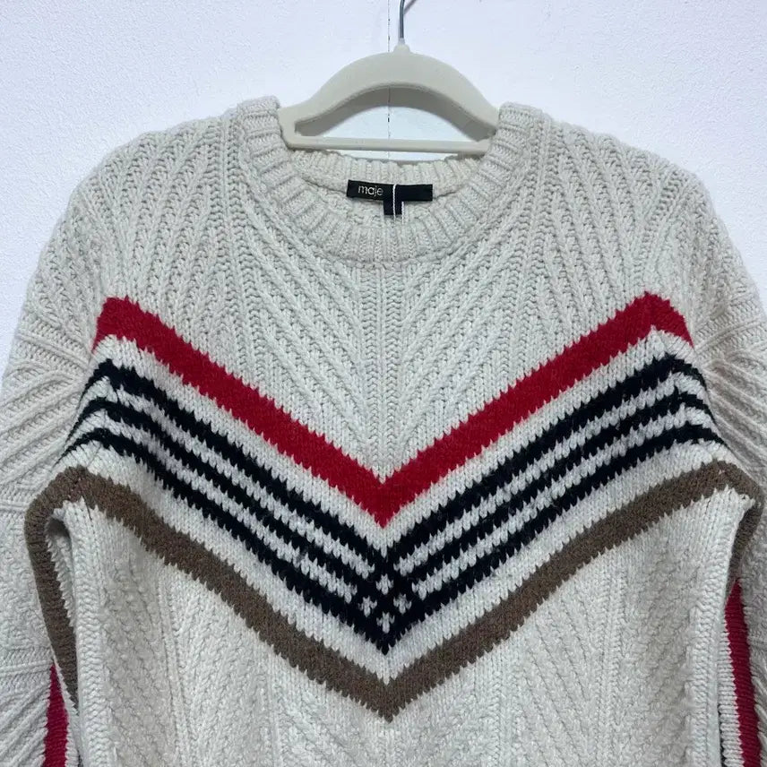 [BUNJANG] Maje Striped Point Knit / maje 마쥬 스트라이프 포인트 니트