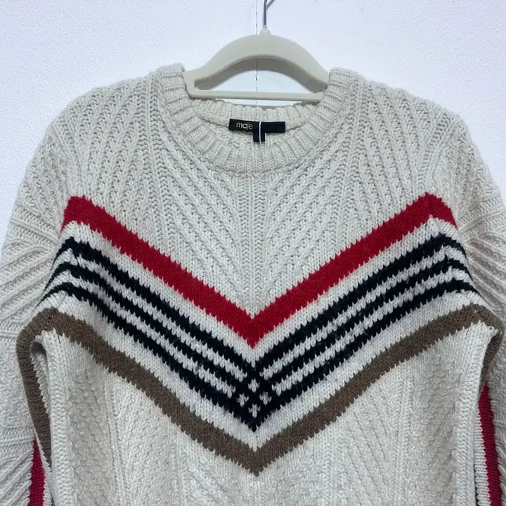 [BUNJANG] Maje Striped Point Knit / maje 마쥬 스트라이프 포인트 니트