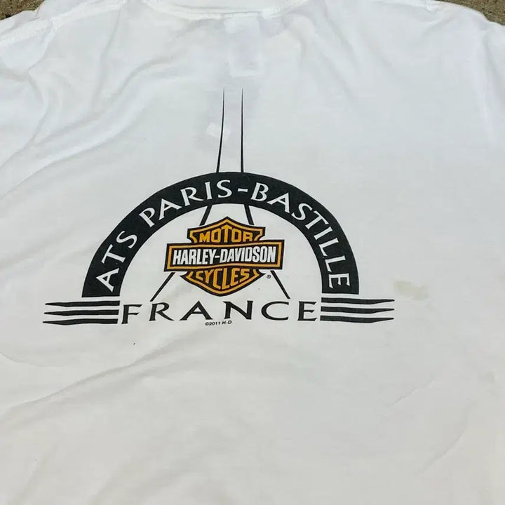 [BUNJANG] Harley Davidson Paris Printed Vintage T-shirt / 미국 빈티지 할리데이비슨 파리 프린팅 레어 반팔티 흰티셔츠