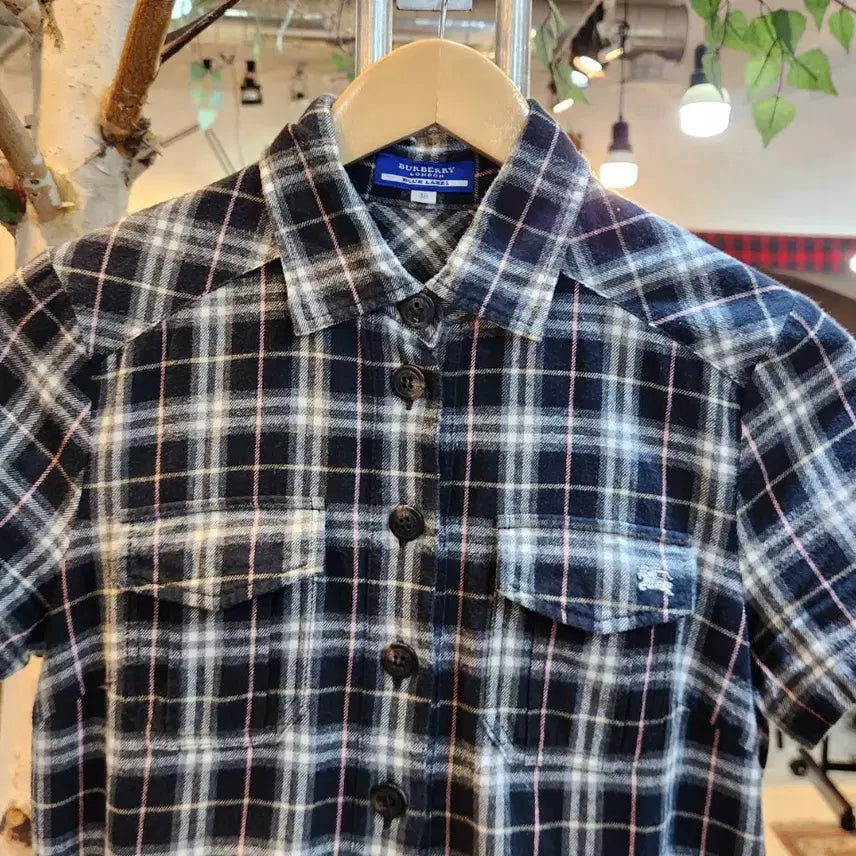 [BUNJANG] Burberry Blue Label Flannel Check Collar Short Sleeve Dress / BURBERRY 버버리 블루라벨 플라넬 체크카라 반팔 원피스