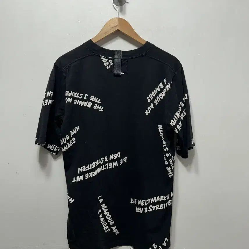 [BUNJANG] Adidas Black 3-Stripes Lettering T-Shirt / 아디다스 블랙 3선 레터링 반팔티 085