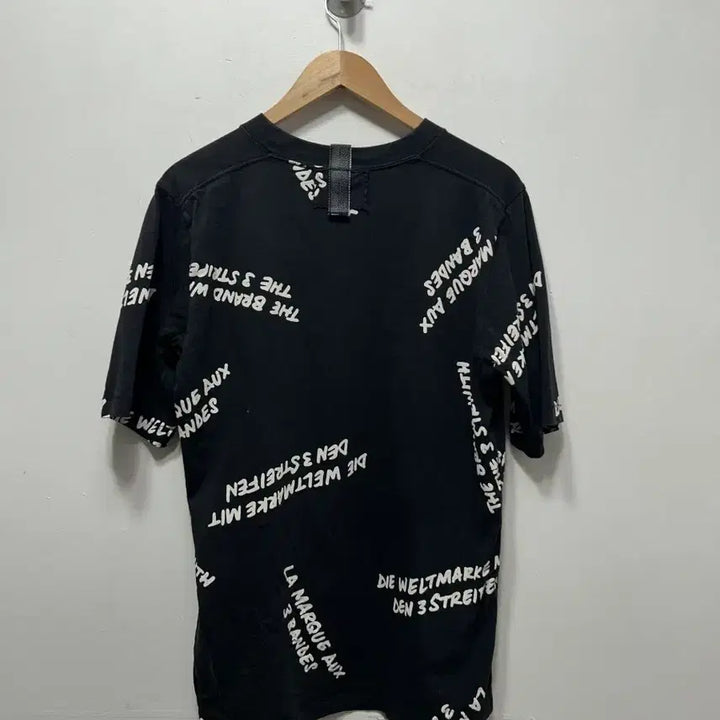 [BUNJANG] Adidas Black 3-Stripes Lettering T-Shirt / 아디다스 블랙 3선 레터링 반팔티 085