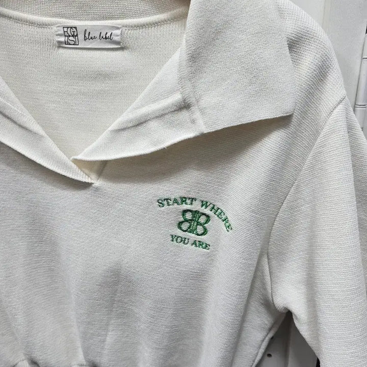 [BUNJANG] Egoist Blue Label White Collar Short Sleeve Knit / (1275)에고이스트 블루라벨 화이트 카라 반팔 니트