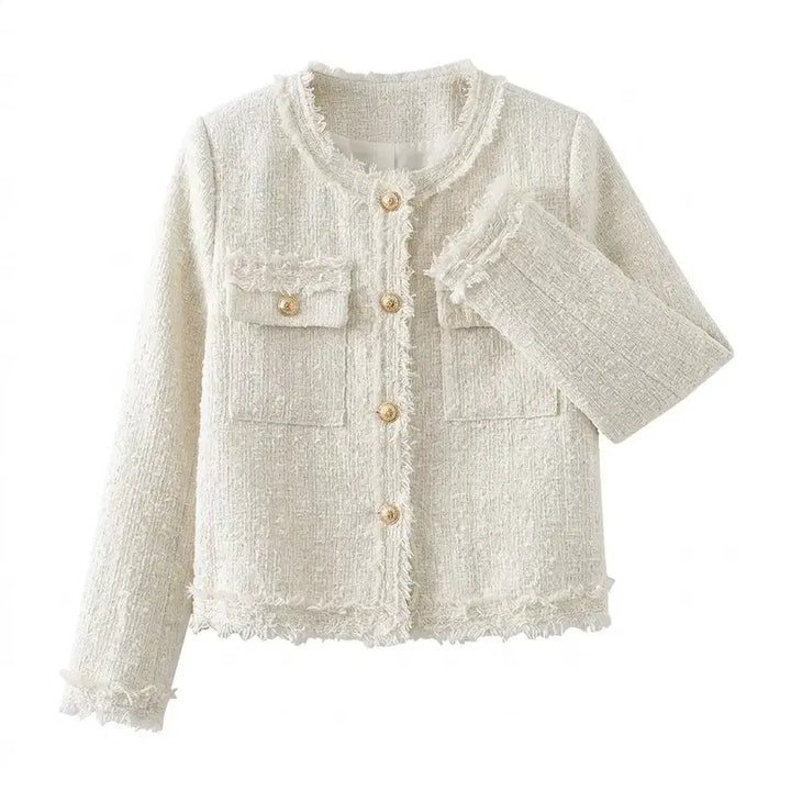 [BUNJANG] Ivory Tweed Jacket / [새상품/당일발송] 노카라 트위드 봄 가을 자켓 아이보리
