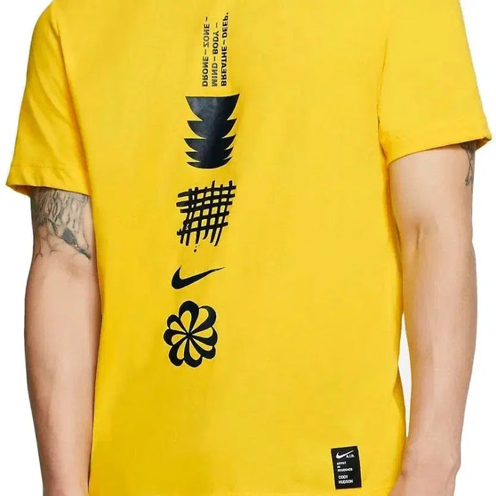 [BUNJANG] Nike Air Dri-FIT Yellow Short Sleeve T-Shirt, Size 2XL / 나이키에어 드라이핏 옐로우 반팔 티셔츠 프린팅 2XL