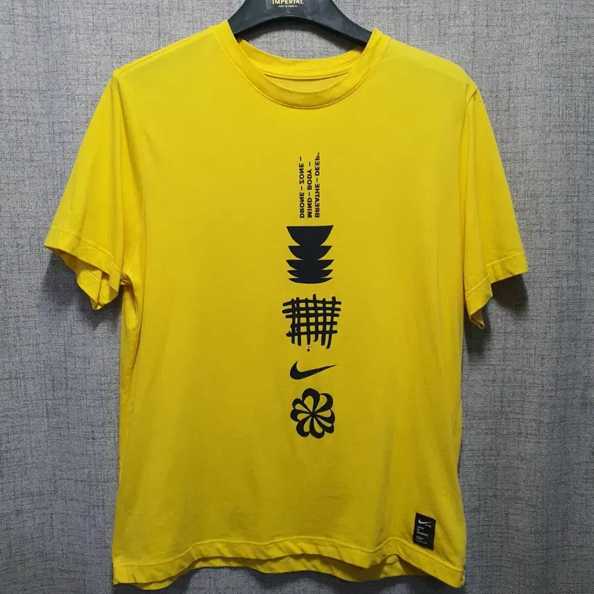 [BUNJANG] Nike Air Dri-FIT Yellow Short Sleeve T-Shirt, Size 2XL / 나이키에어 드라이핏 옐로우 반팔 티셔츠 프린팅 2XL