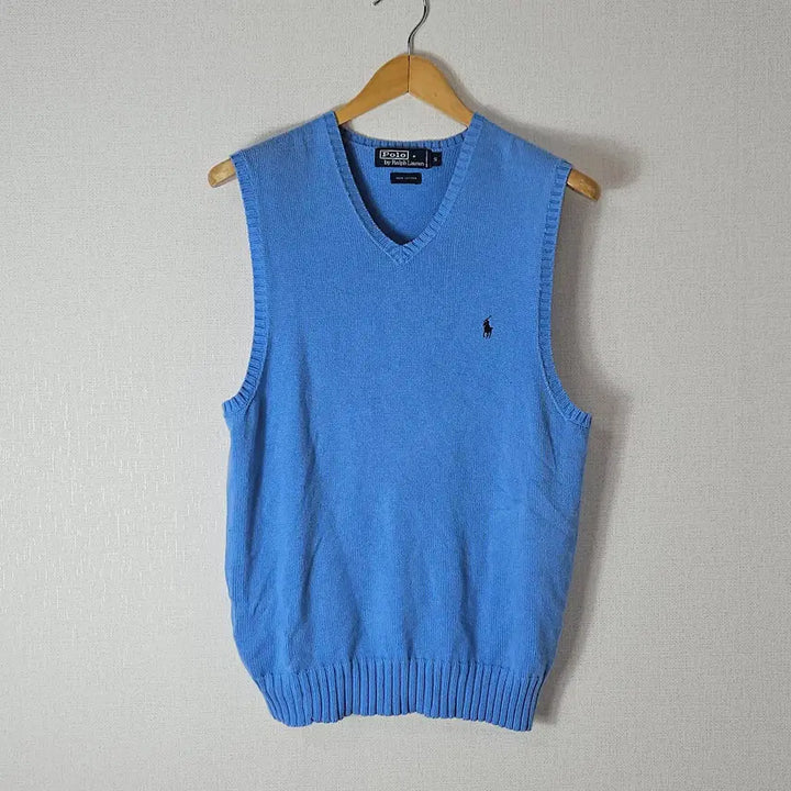 [BUNJANG] Polo Ralph Lauren V-Neck Knit Vest Sky Blue Size S / 폴로 랄프로렌 브이넥 니트 베스트 조끼 스카이블루 정품 S