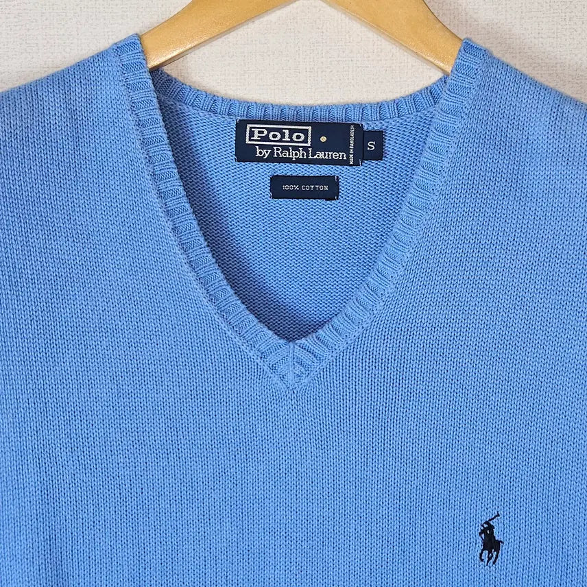 [BUNJANG] Polo Ralph Lauren V-Neck Knit Vest Sky Blue Size S / 폴로 랄프로렌 브이넥 니트 베스트 조끼 스카이블루 정품 S