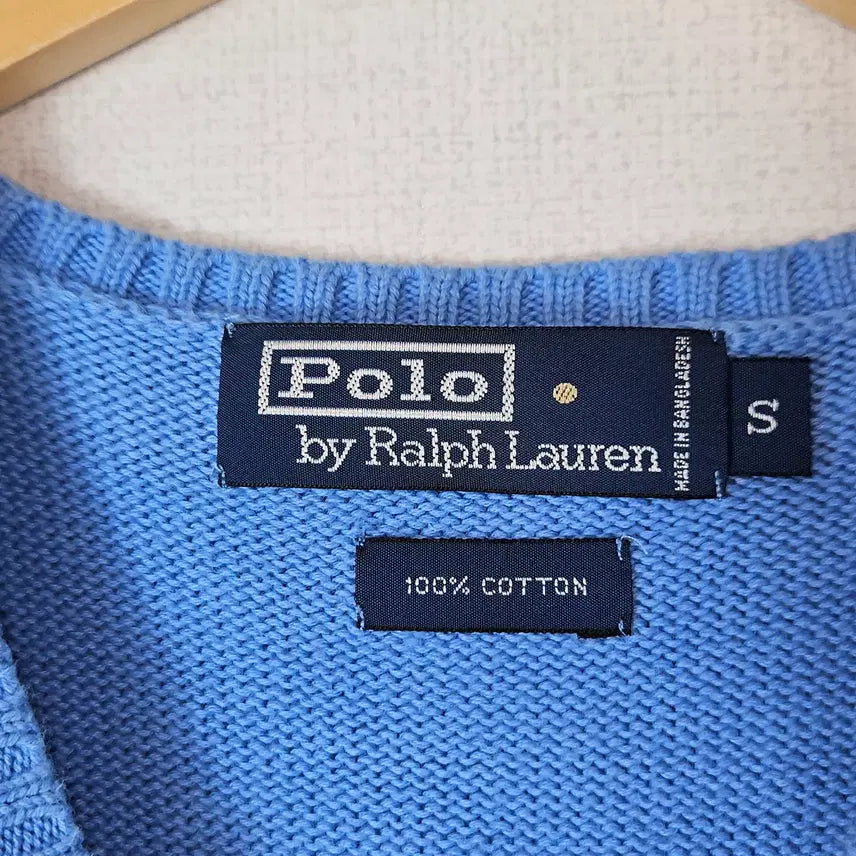 [BUNJANG] Polo Ralph Lauren V-Neck Knit Vest Sky Blue Size S / 폴로 랄프로렌 브이넥 니트 베스트 조끼 스카이블루 정품 S