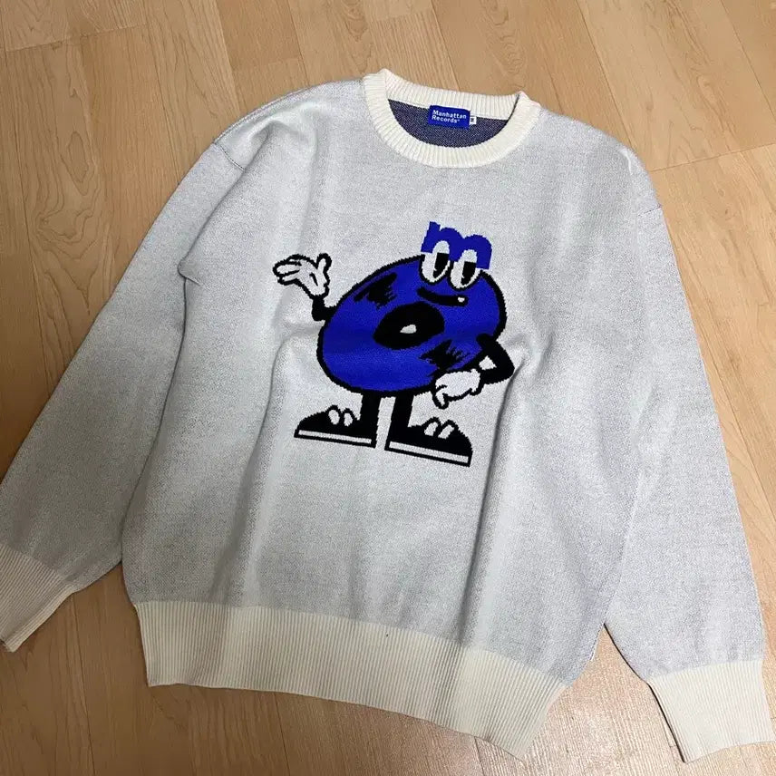 [BUNJANG] Manhattan Records Character Knit Sweater / M Manhattan Records 캐릭터 니트 스웨터