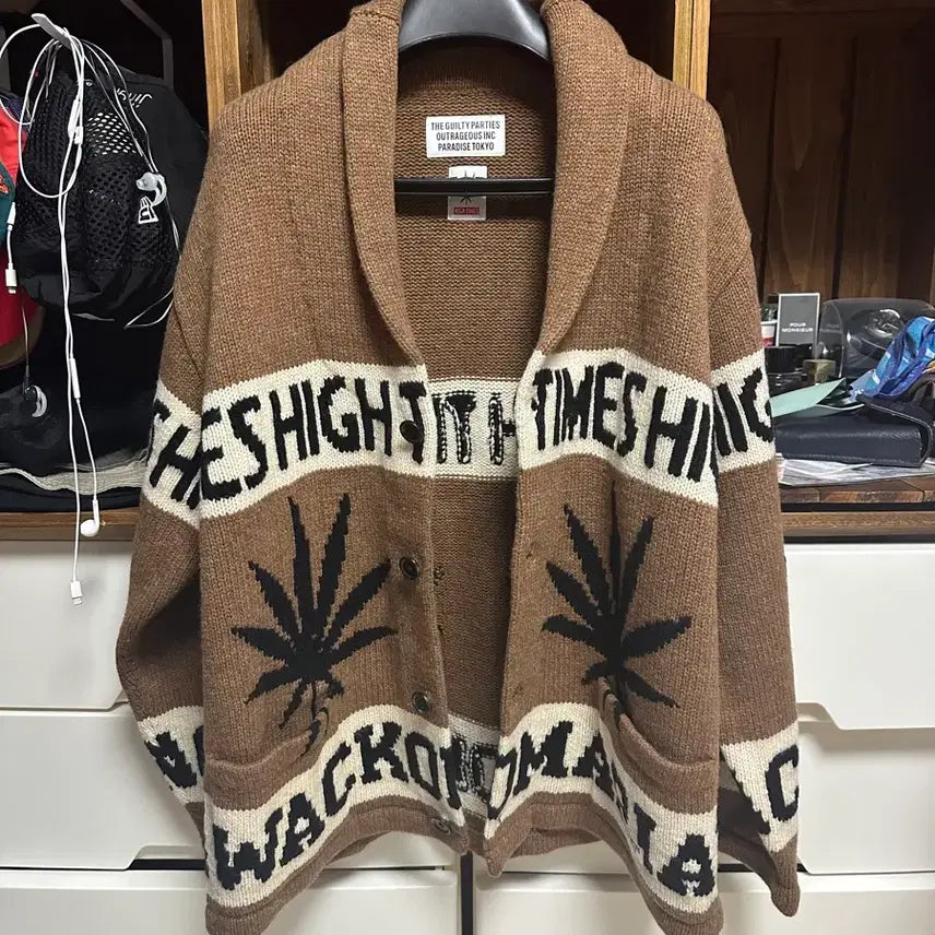 [BUNJANG] Wackomaria High Times Cowichan Cardigan L / 와코마리아 하이타임즈 코위찬 가디건 L