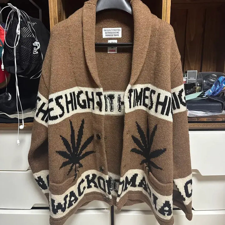 [BUNJANG] Wackomaria High Times Cowichan Cardigan L / 와코마리아 하이타임즈 코위찬 가디건 L