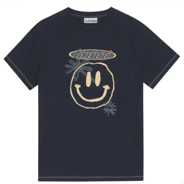 [BUNJANG] GANNI Flower T-Shirt Sky Captain L / [L] 가니 플라워 티셔츠 스카이 캡틴