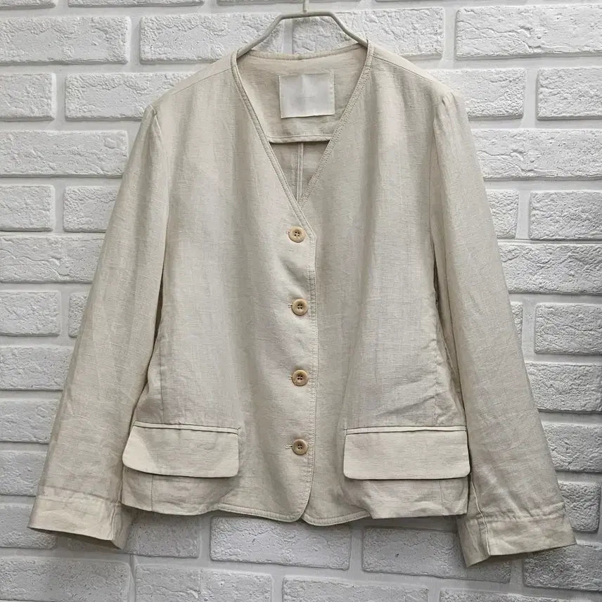 [BUNJANG] CIaude Ivory Linen V-neck Jacket / A4272  아이보리 린넨 브이넥 자켓(CIaude)