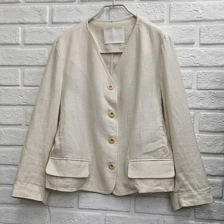 [BUNJANG] CIaude Ivory Linen V-neck Jacket / A4272  아이보리 린넨 브이넥 자켓(CIaude)