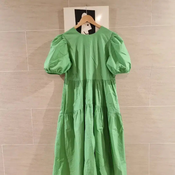 [BUNJANG] Green Long Volume Fit Dress / 바스락~볼륨핏 그린 롱원핏