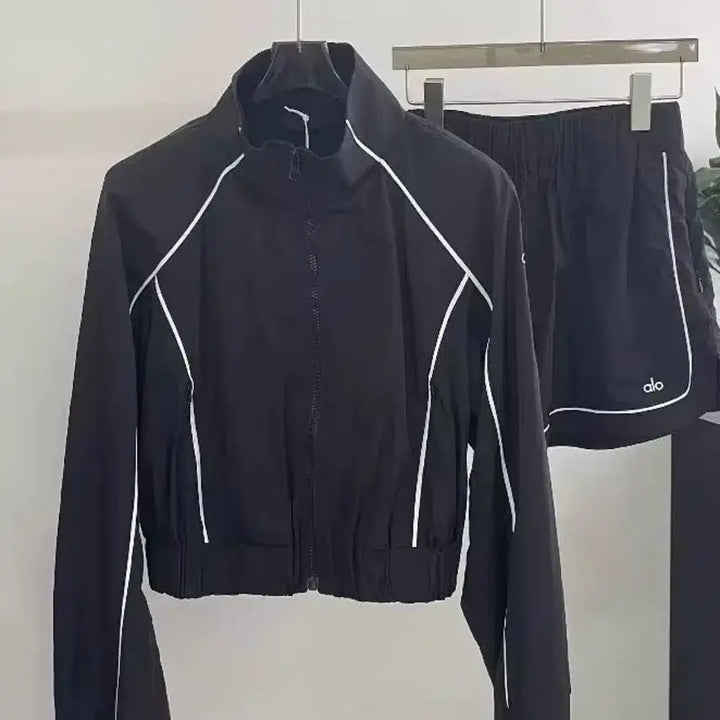 [BUNJANG] Black Training Shorts Set with White Line / 주말 할인)블랙 트레이닝 반바지 셋업