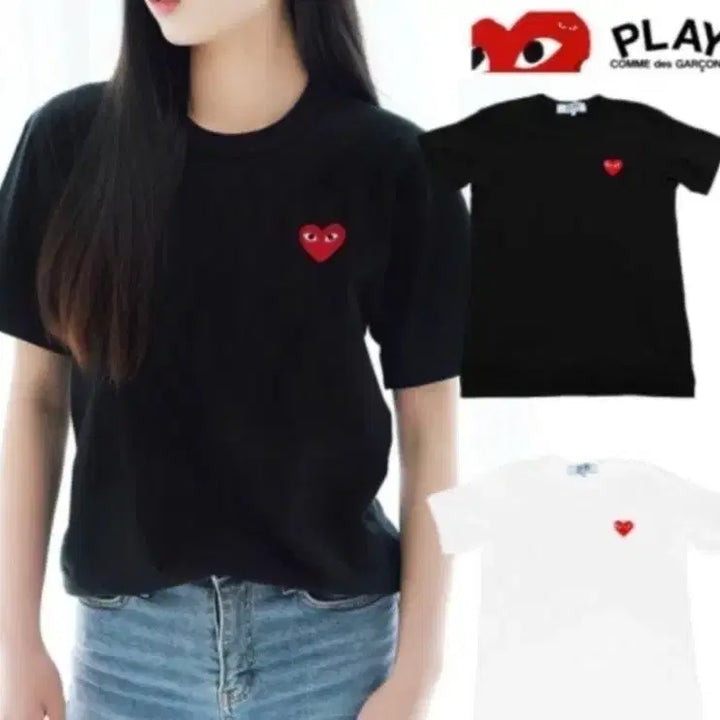 [BUNJANG] Comme des Garcons Play Short Sleeve T-shirt / 꼼데가르송 플레이 반팔 티셔츠 블랙/화이트