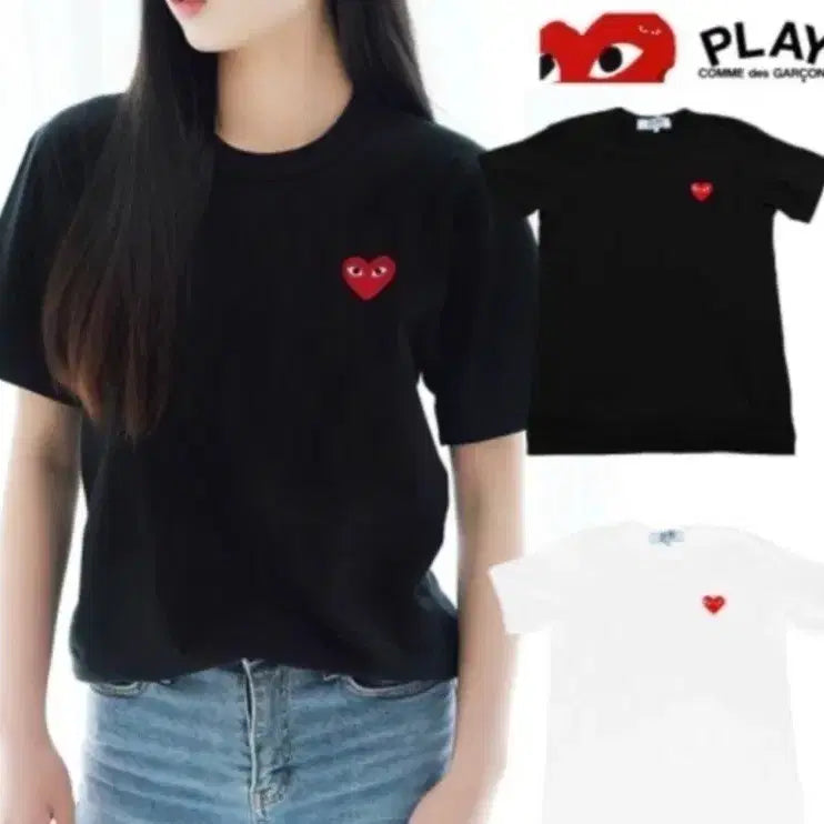 [BUNJANG] Comme des Garcons Play Short Sleeve T-shirt / 꼼데가르송 플레이 반팔 티셔츠 블랙/화이트