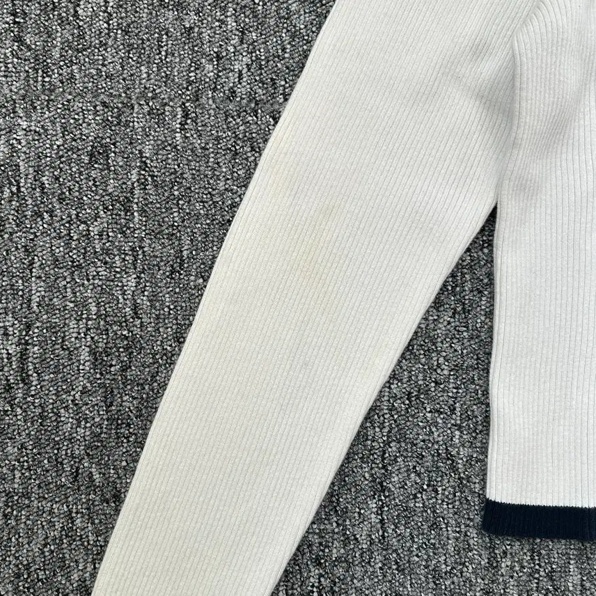 [BUNJANG] Polo Jeans American Flag Neck Logo Crop Half-Zip Knit / 폴로 진스 성조기 넥 로고 크롭 하프집업 니트
