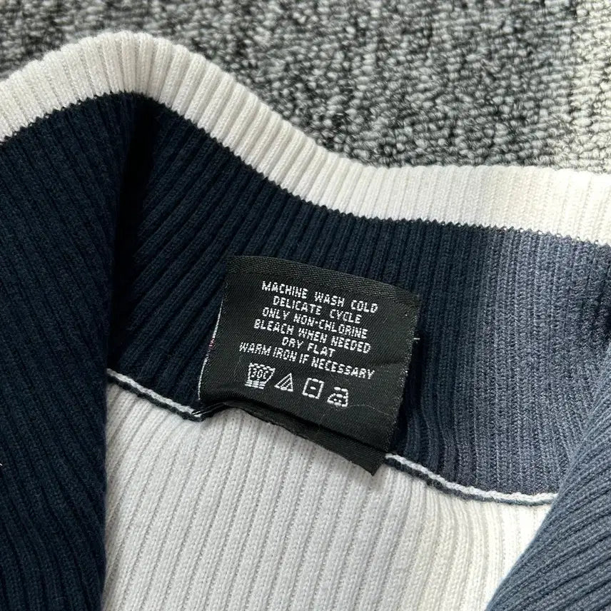 [BUNJANG] Polo Jeans American Flag Neck Logo Crop Half-Zip Knit / 폴로 진스 성조기 넥 로고 크롭 하프집업 니트