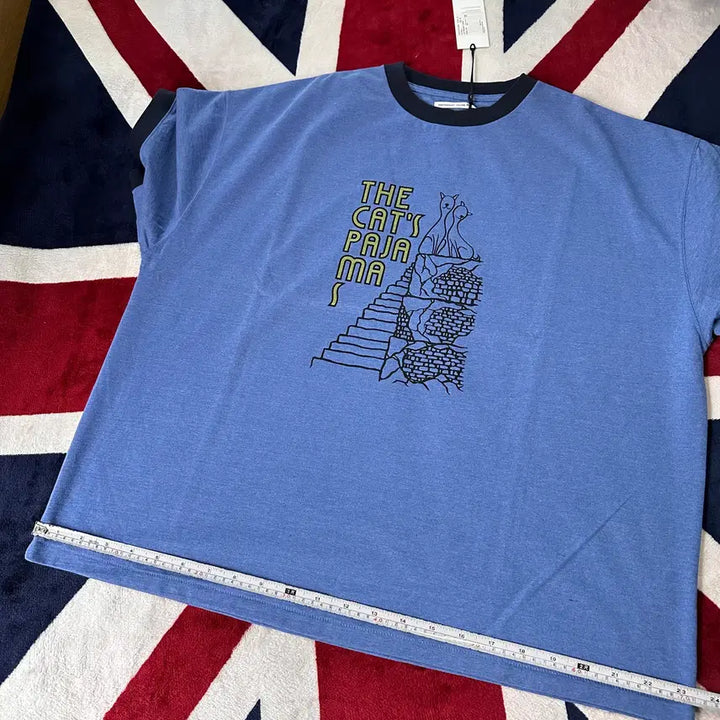 [BUNJANG] F/CE Cat Print Oversized Ringer T-Shirt / F/CE / 블루컬러 캣 프린팅 오버사이즈 반팔 링거티/M사이즈 새상품팜