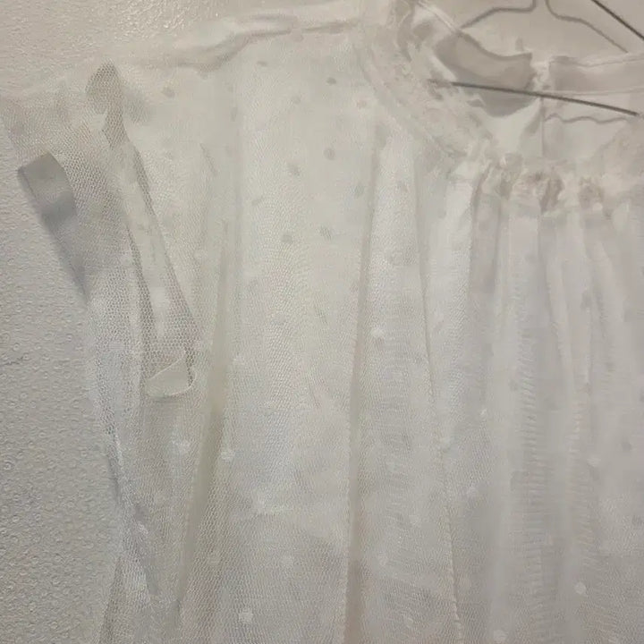 [BUNJANG] STNGER White Dot See-through Blouse / STNGER 화이트 도트 시스루 블라우스