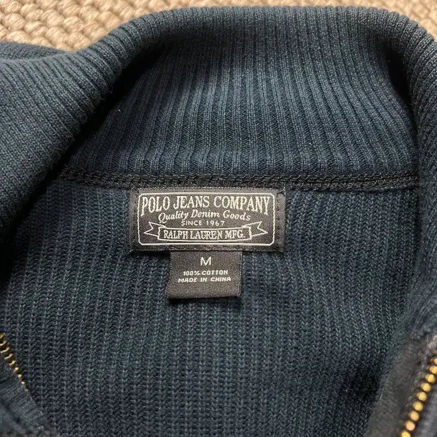 [BUNJANG] Polo Jeans Company Patch Knit Zip-Up Navy M / 폴로 진스 컴퍼니 패치 니트 집업 네이비 M