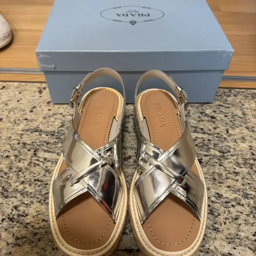 [BUNJANG] Prada Platform Sandals Green Silver / 프라다 샌들 새상품