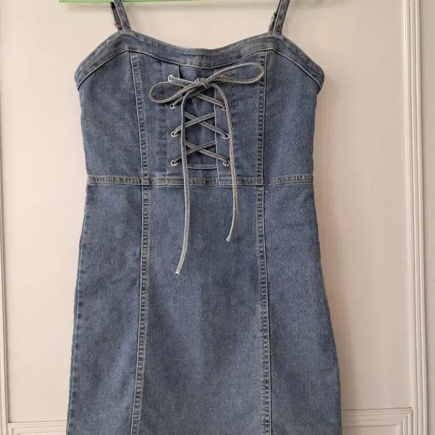 [BUNJANG] Denim Corset Mini Dress / 청 데님 코르셋 미니 원피스