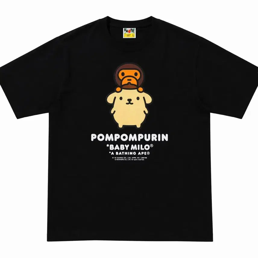 [BUNJANG] Bape Baby Milo x Pompompurin T-shirt Black [XL] / 베이프 베이비 마일로 x 폼폼푸린 티셔츠 블랙 [XL]