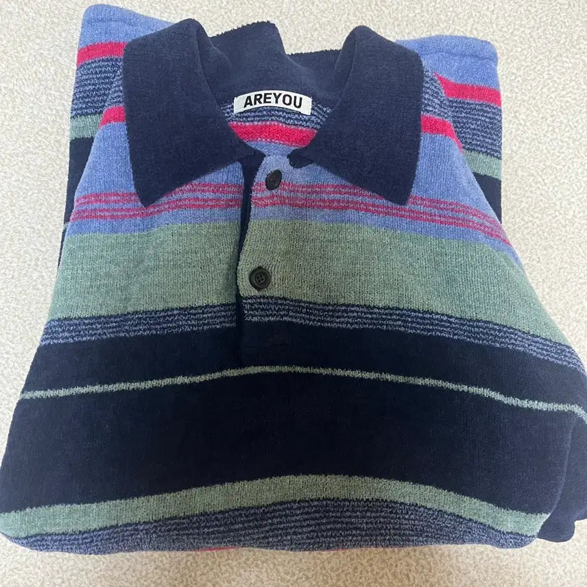 [BUNJANG] A.Y. Seoul Stripe Terry Knit Pullover Mint / 아유서울 스트라이프 테리니트 풀오버 민트색