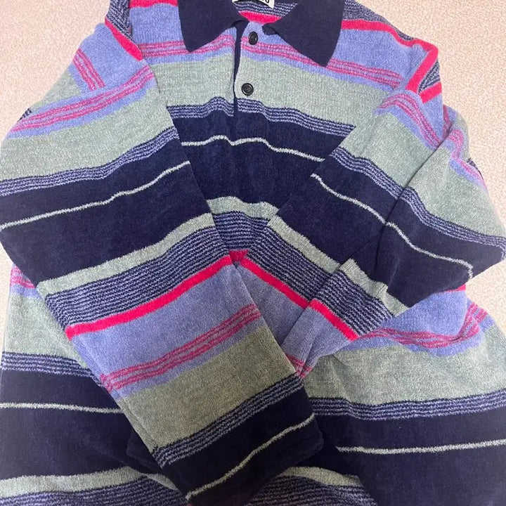 [BUNJANG] A.Y. Seoul Stripe Terry Knit Pullover Mint / 아유서울 스트라이프 테리니트 풀오버 민트색