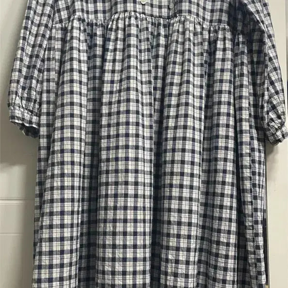 [BUNJANG] Blue Checkered Long Dress / 아메카지 느낌 파란 체크 원피스 77도 넉넉