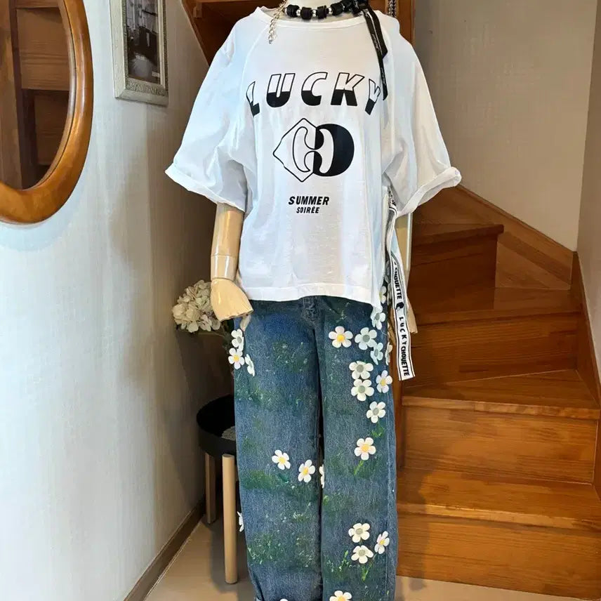 [BUNJANG] LUCKY CHOUETTE Cotton T-Shirt / LUCKY 슈에뜨.티셔츠 면굿