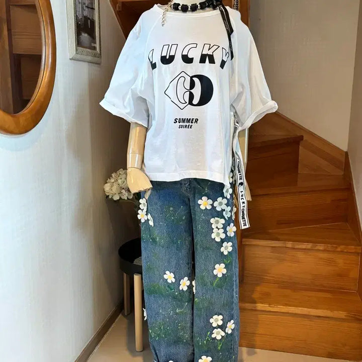 [BUNJANG] LUCKY CHOUETTE Cotton T-Shirt / LUCKY 슈에뜨.티셔츠 면굿