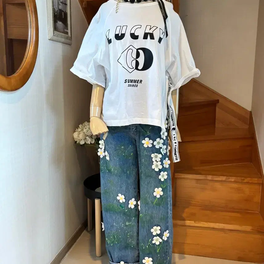 [BUNJANG] LUCKY CHOUETTE Cotton T-Shirt / LUCKY 슈에뜨.티셔츠 면굿