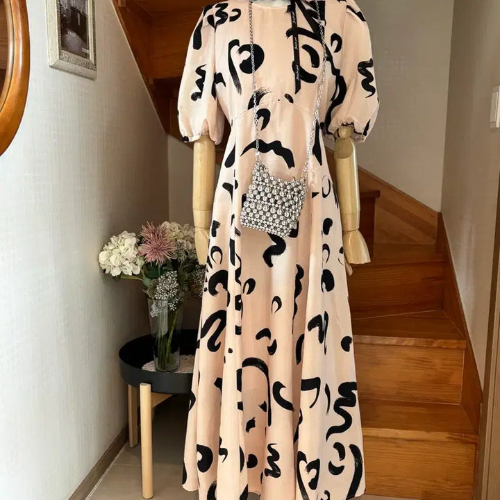 [BUNJANG] Pattern Long Sleeve Dress / 패턴 롱 원피스 고퀄