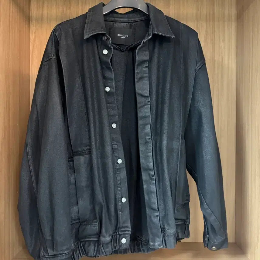 [BUNJANG] Songzio Coated Denim Jacket Black 48 / 송지오 코팅 데님자켓 블랙 48