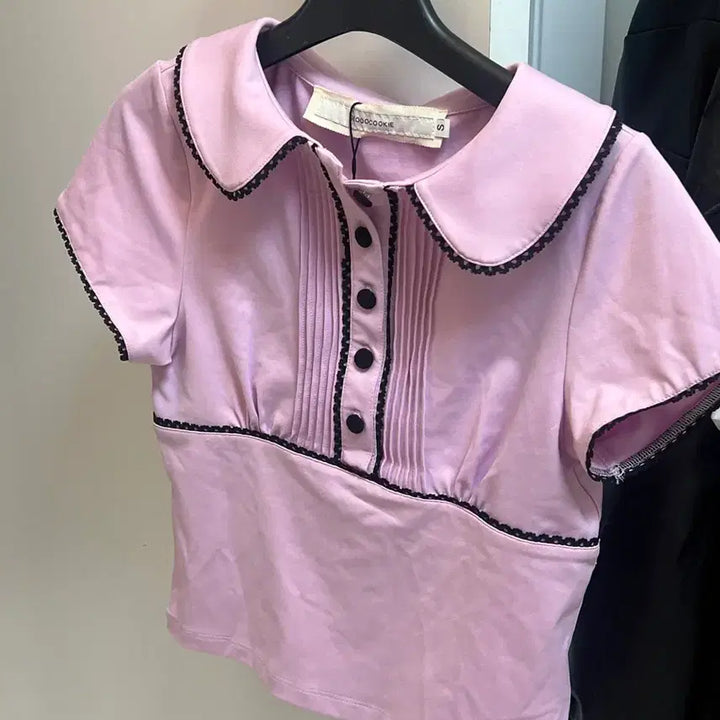 [BUNJANG] Seooocookie Pink Shirring Pintuck T-Shirt / 서쿠키 핑크 셔링 핀턱 티셔츠 새상품