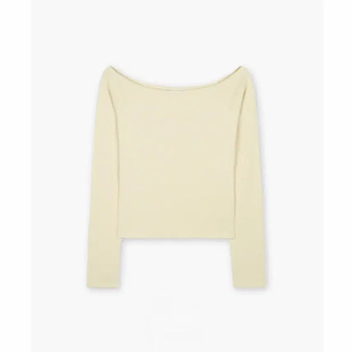 [BUNJANG] Vaydelhi Pub Off-Shoulder Long Sleeve T-Shirt - Lemon / 새상품) 베이델리 퍼브 오프셜더 긴팔 티셔츠 레몬