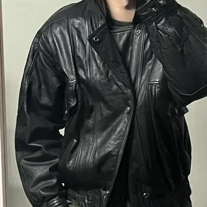 [BUNJANG] Unionbay Leather Bomber Jacket / 유니온베이 소가죽 봄버 자켓