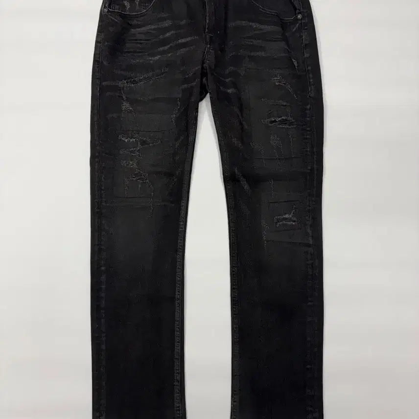 [BUNJANG] Buckroo Distressed Black Denim Jeans / Buckroo 버커루 블랙 디스트로이드 데님 청바지