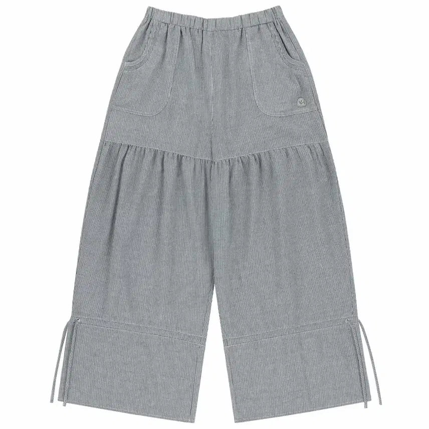 [BUNJANG] KoEseO Shiring Ruffle Pants Stripe / 코이세이오 셔링 러프 팬츠 스트라이프