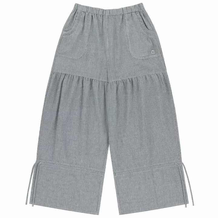 [BUNJANG] KoEseO Shiring Ruffle Pants Stripe / 코이세이오 셔링 러프 팬츠 스트라이프