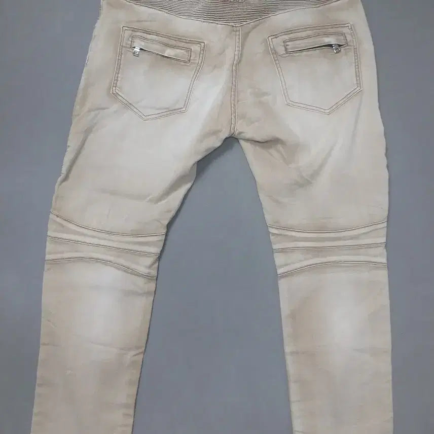 [BUNJANG] Balmain Washed Beige Biker Chino Pants / [36] 발망 워싱 베이지 바이커 치노 팬츠