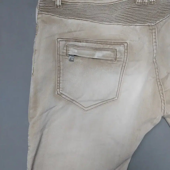 [BUNJANG] Balmain Washed Beige Biker Chino Pants / [36] 발망 워싱 베이지 바이커 치노 팬츠