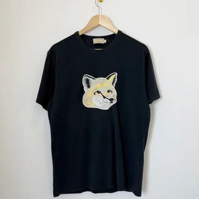 [BUNJANG] Maison Kitsuné Big Pastel Fox Head Short Sleeve T-Shirt Black / 메종키츠네 빅파스텔폭스헤드 반팔티 블랙