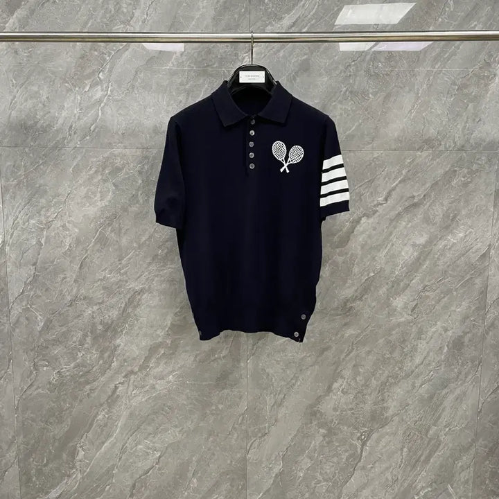 [BUNJANG] Thom Browne Slim Fit Knit T-Shirt / 톰브라운 슬림핏 반팔티셔츠 니트 반팔 4바 여름
